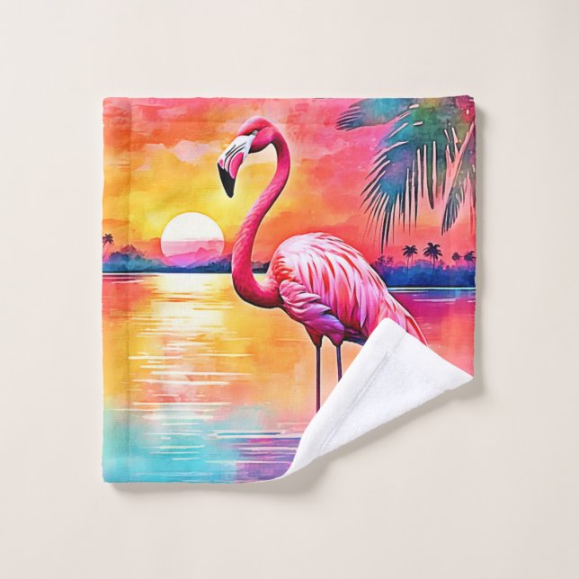 Design d'art Flamant rose Sunset (Gant de toilette)