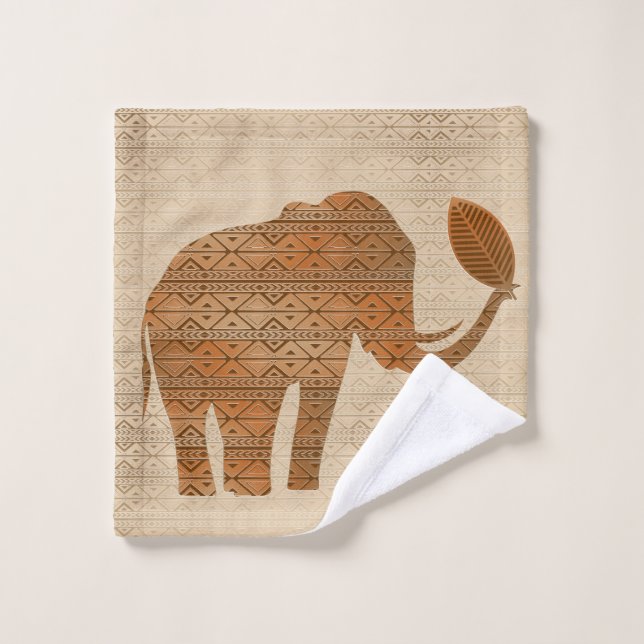 Design d'art tribal des éléphants (Gant de toilette)