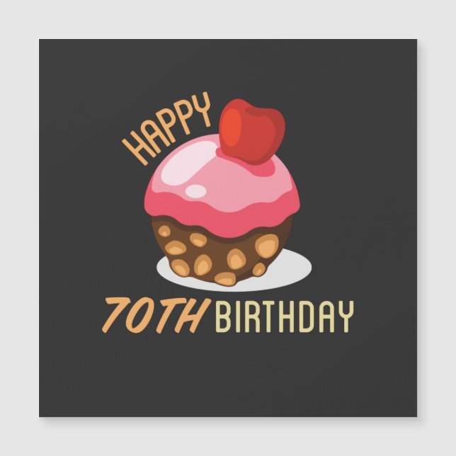 Design de 70e anniversaire mignon avec gâteau au c (Devant)