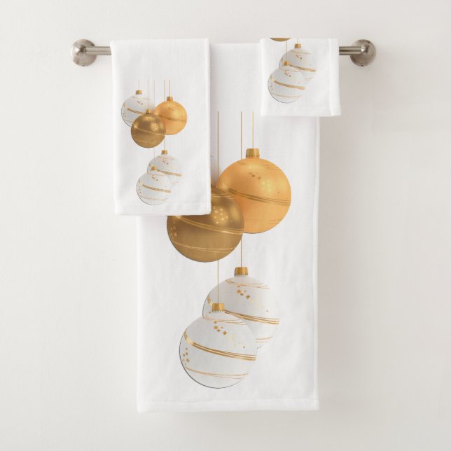 Design de boules de Noël or et blanc (En situation)