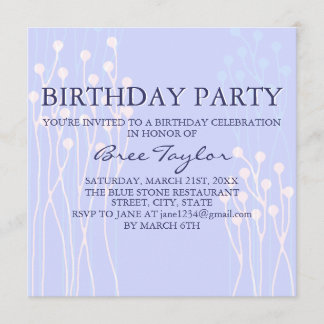 Design de brindilles bleu et blanc Invitation d'an