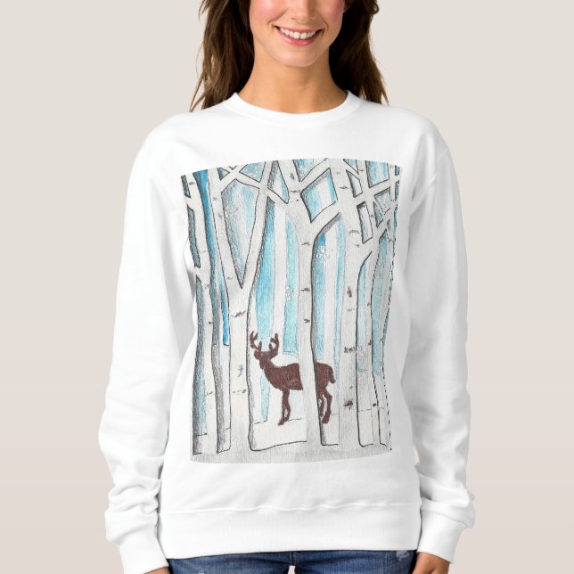 Design de cerfs d'hiver sur un Sweat - shirt à cap (Devant)