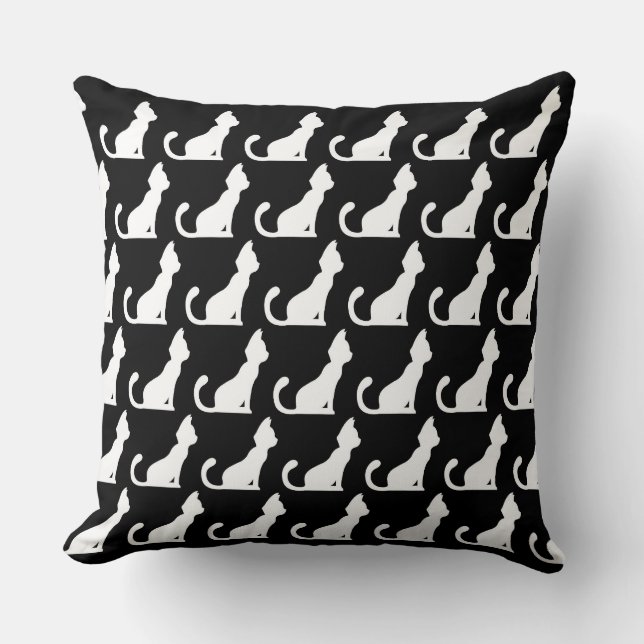 Design de chat Oreiller à lancer noir (Recto)
