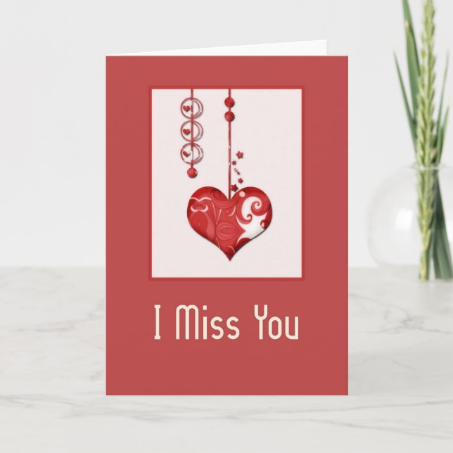 Design de Coeur moderne 2 Carte I Miss You (Devant)