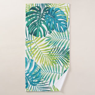 Design de feuilles tropicales avec palme vert/bleu