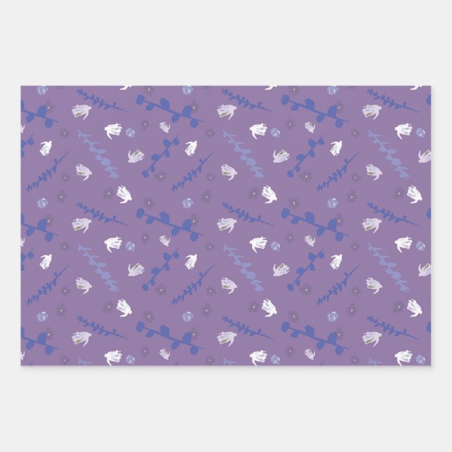 Design de fleurs Papier cadeau violet (Devant)