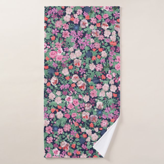 Design de fleurs printanières. Motif floral incomp (Serviette de bain)