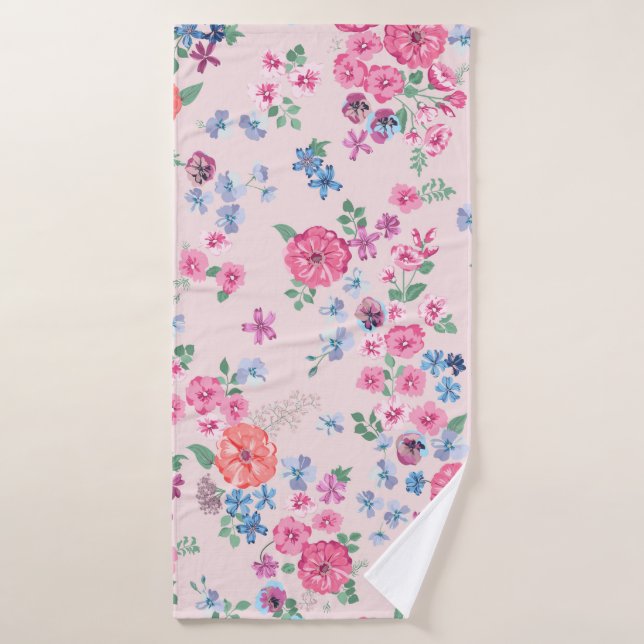 Design de fleurs printanières. Motif floral incomp (Serviette de bain)