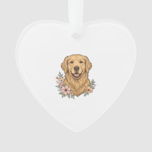 Design de gravure vintage floral Golden Retriever_