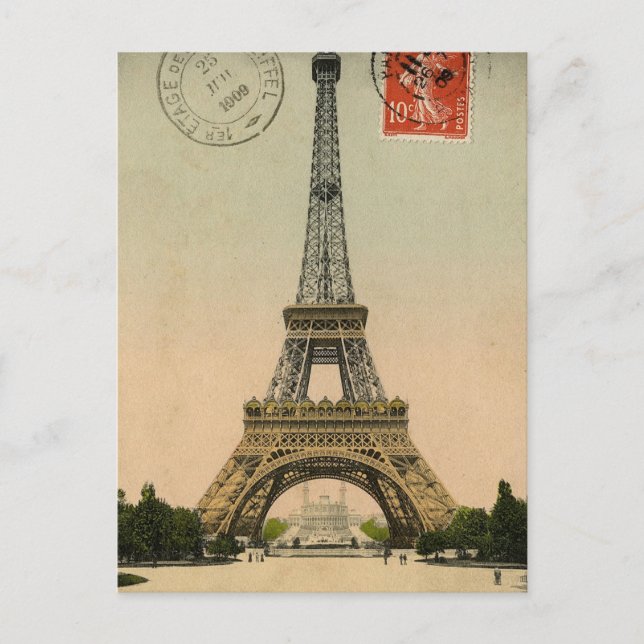 Design de la carte postale Tour Eiffel vintage (Devant)