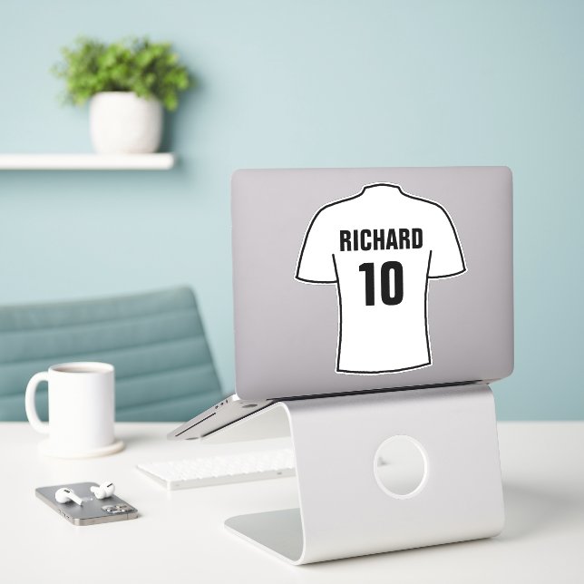 Design de maillot de football en Sticker blanc (Ordinateur portable sur le bureau)