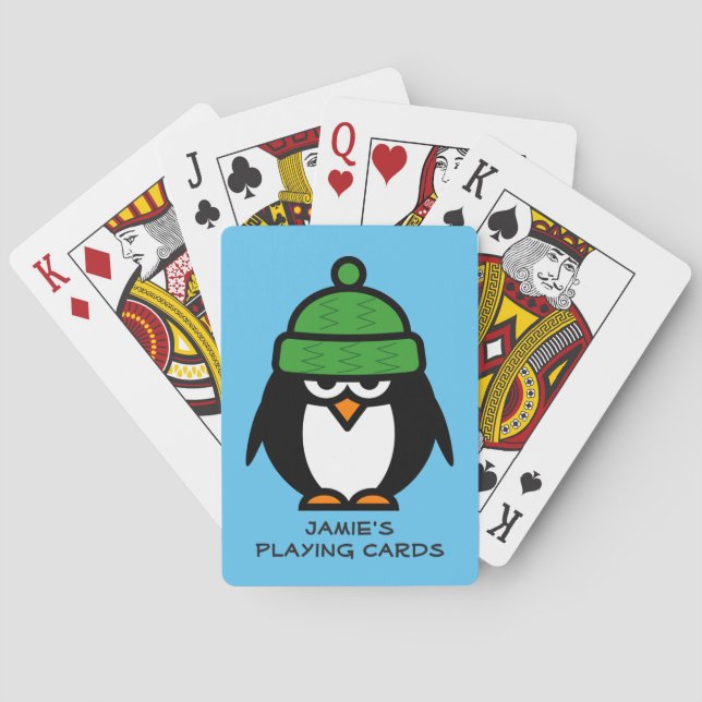 Design de pingouin personnalisé cartes à jouer pou (dos)