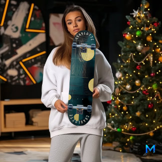 Design de skateboard sarcelle et or minimaliste él