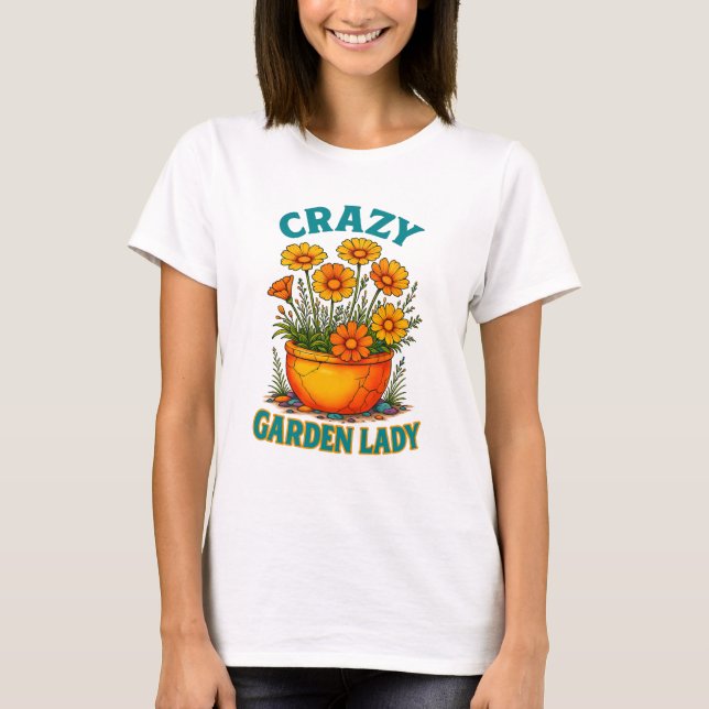 Design de T-shirt Crazy Garden Lady (Devant)