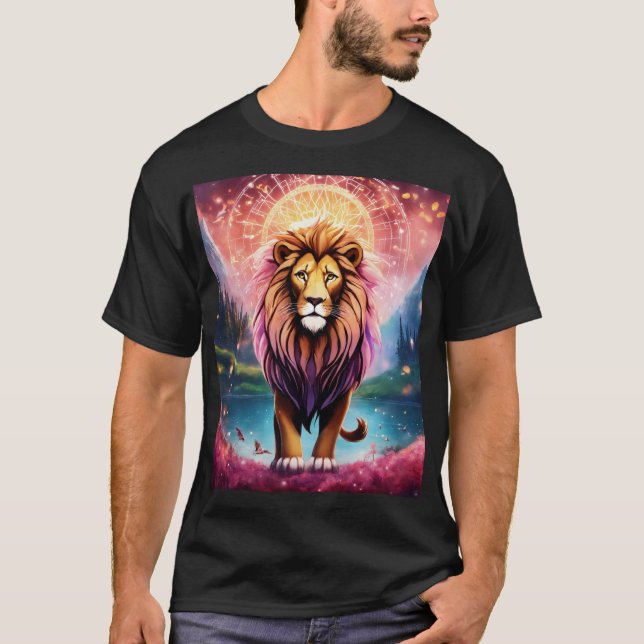 Design de T-shirt en Lion géométrique gras (Devant)