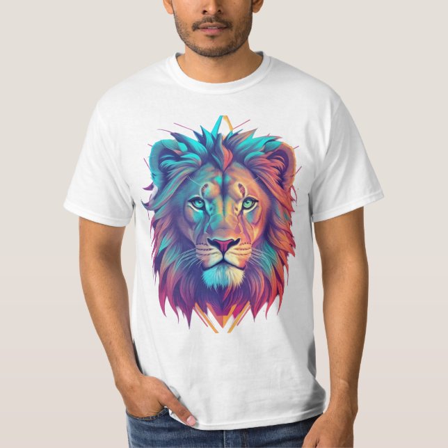 Design de T-shirt géométrique Lion cosmique (Devant)