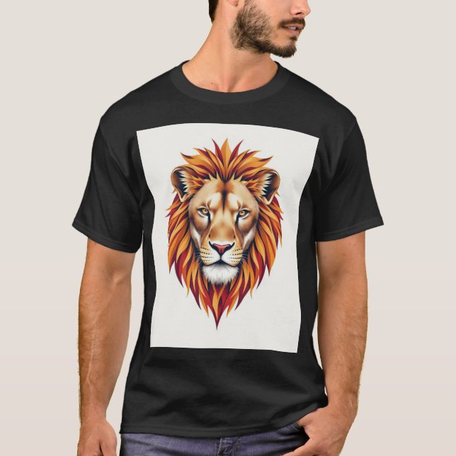 Design de T-shirt Lion Glitch Géométrique (Devant)