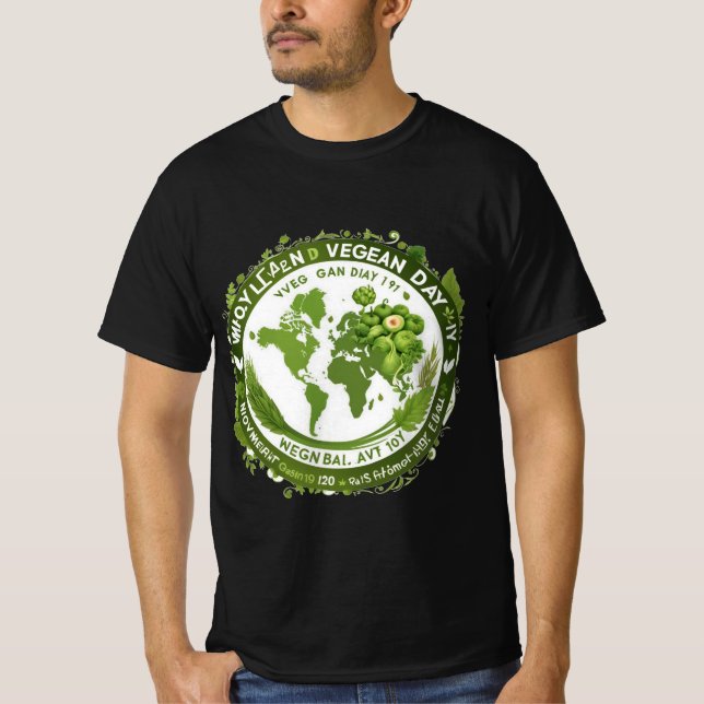 Design de T-shirt pour la Journée Mondiale du Véga (Devant)