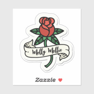 Design de tatouage rose rouge Sticker en vinyle co