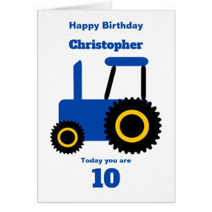 Design de tracteur bleu Anniversaire personnalisé