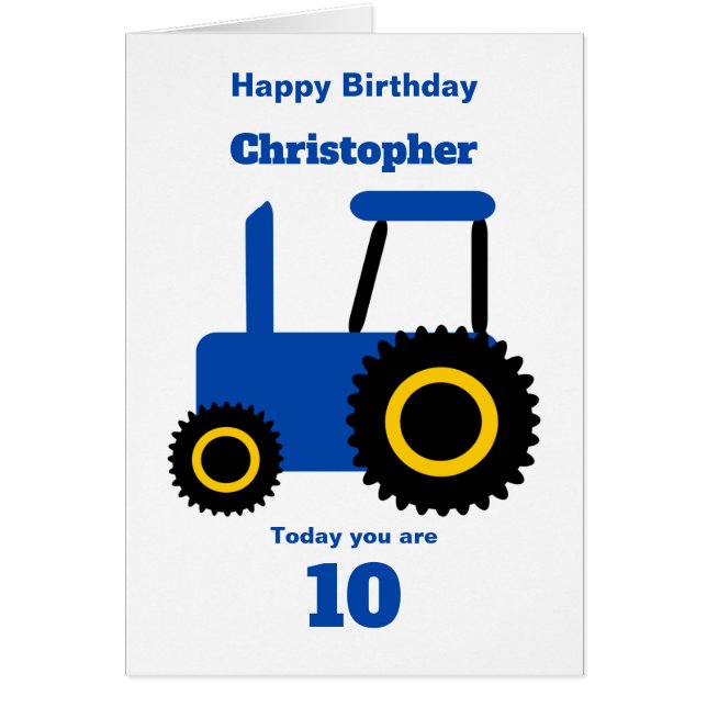 Design de tracteur bleu Anniversaire personnalisé (Devant)
