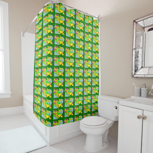 Design des coeurs sur rideau de douche arrière - p (En situation)
