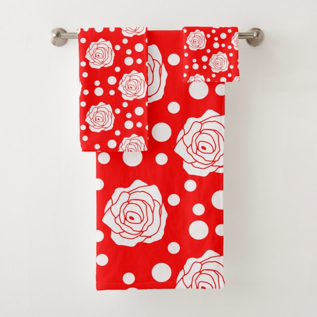 Design d'illustrations florales Pois en rouge blan (En situation)