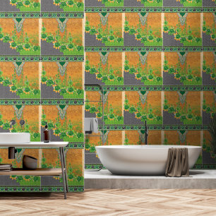 design d'un mur vert et jaune suspendu