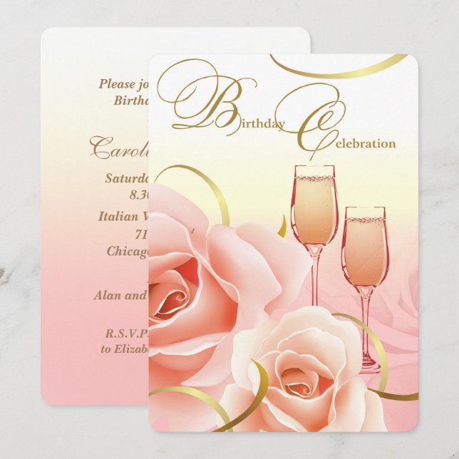 Design élégant Anniversaire Fête Invitations perso (Devant / Derrière)