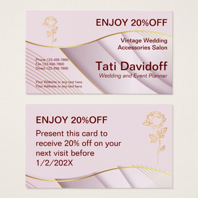 Design élégant Couleurs douces Pink Gold Carte de  (Devant & derrière)