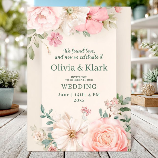 Design élégant de carte mariage florale (Créateur téléchargé)