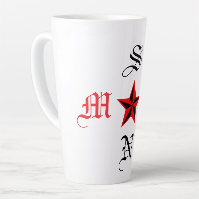 Design élégant de tasse de latte avec monogramme é (Angle gauche)