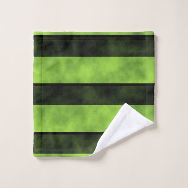Design en bande verte et noire (Gant de toilette)