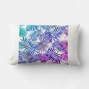 design feuille moderne lancer oreiller bleu et vio