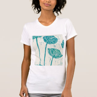 design floral bleu sur T-shirt