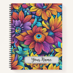 Design floral coloré Carnet spiral