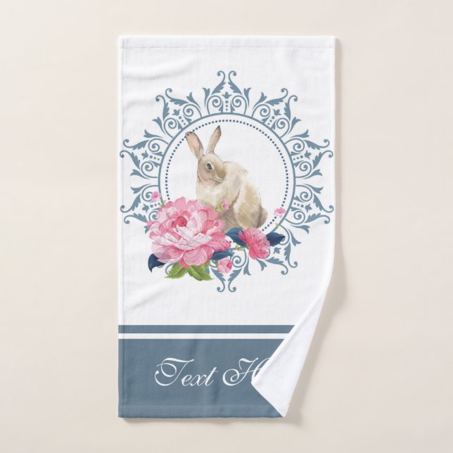 Design floral de lapin de Pâques (Serviette à main)