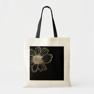 Design Floral doré Sac fourre-tout noir et blanc