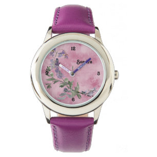 Design floral lavande sur une montre lavande