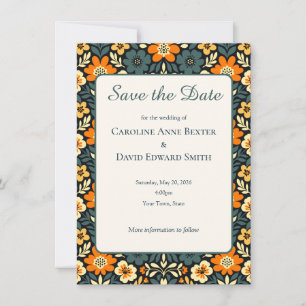 Design floral moderne sarcelle et orange Enregistr