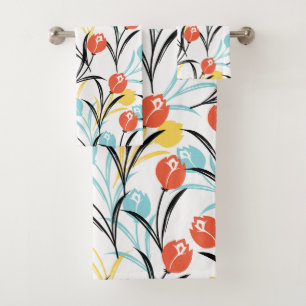 Design floral Motif de Tulipe en blanc