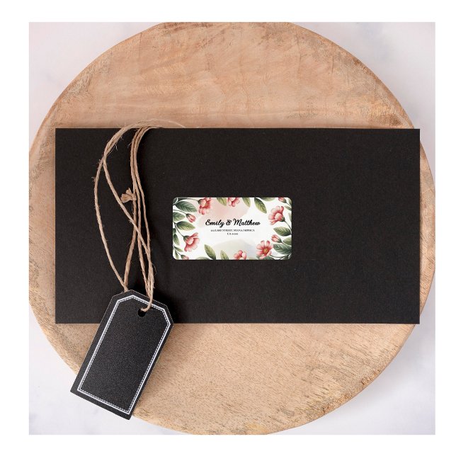 Design floral rose moderne Étiquettes d'adresse de (Créateur téléchargé)
