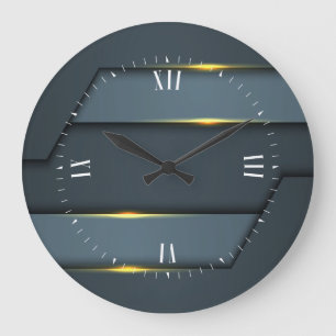 Design géométrique en métal gris Grande horloge