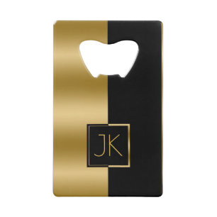 Design géométrique moderne Elegant Noir & Or Zippo