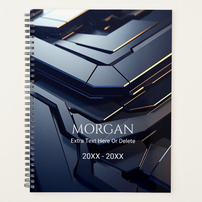 Design géométrique moderne noir et gris, nom et te (Devant)