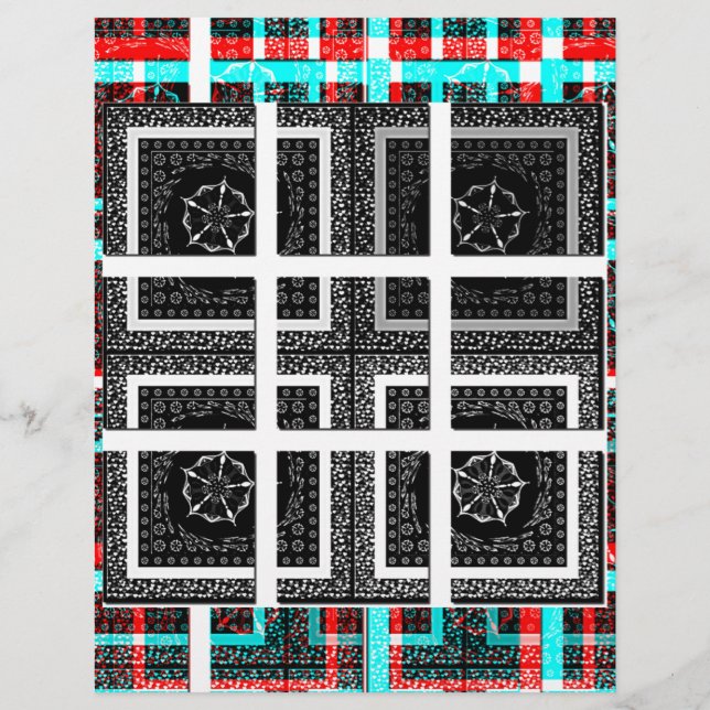 Design graphique À damiers noir, blanc et rouge (Devant)