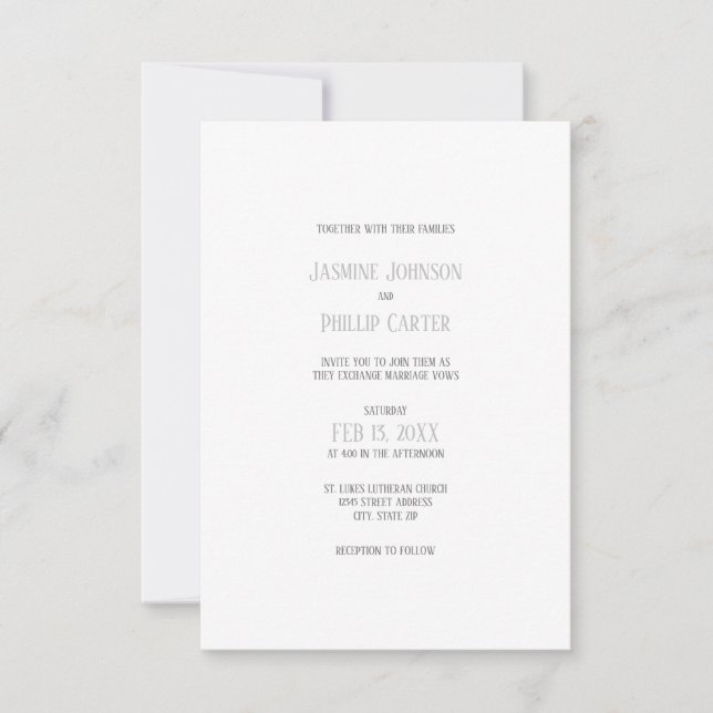 Design gris simple - 3x5 Faire-part de mariage (Devant)
