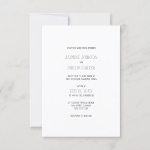 Design gris simple - 3x5 Faire-part de mariage