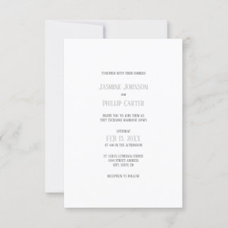 Design gris simple - 3x5 Faire-part de mariage