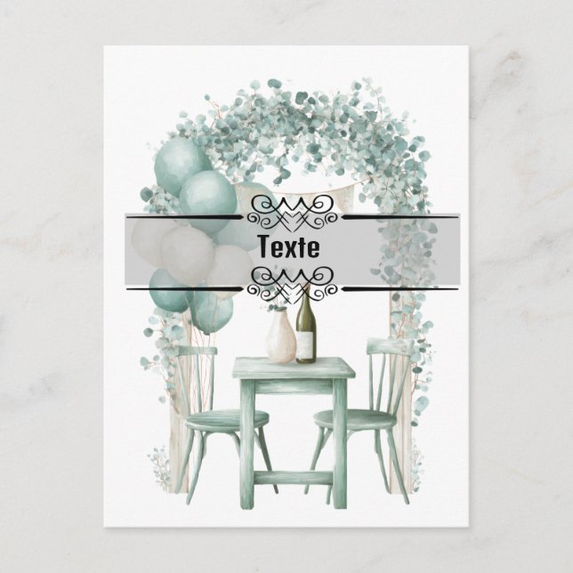 Design Invitation vert sauge à personnaliser (Devant)